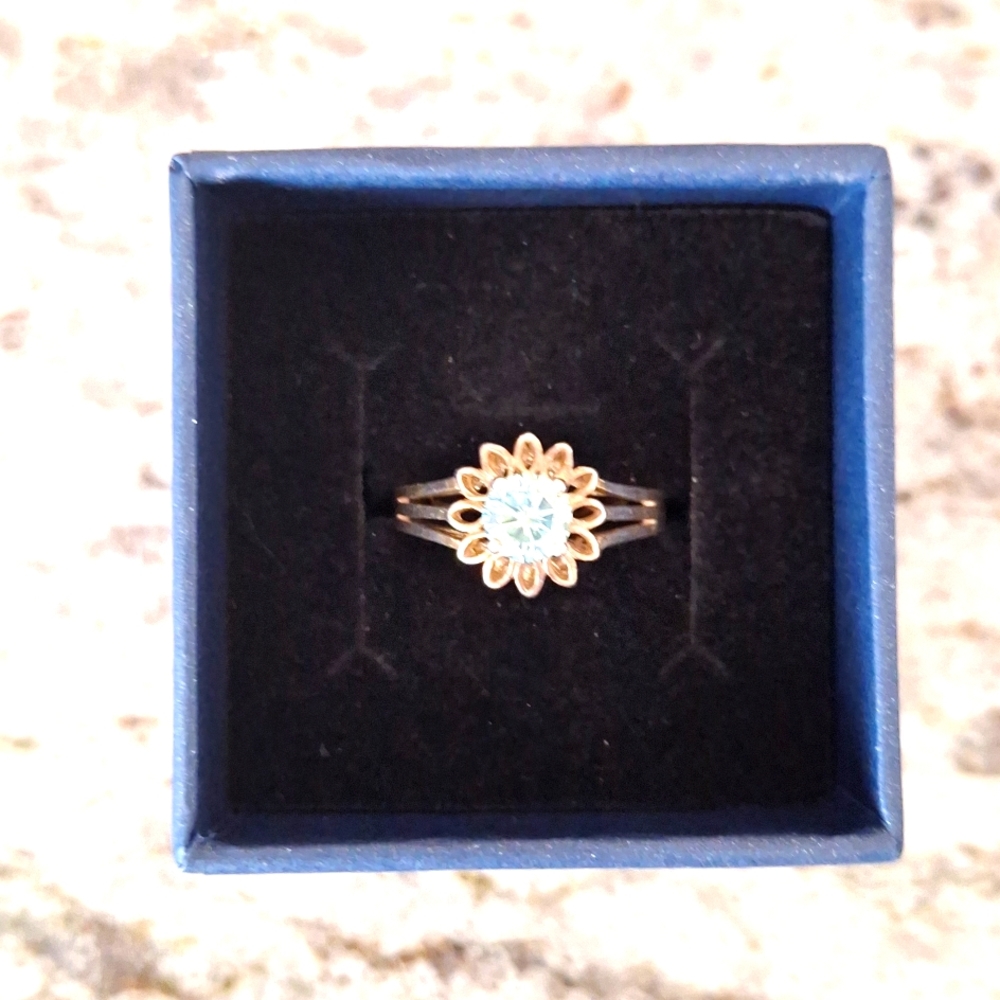 Real Silver and Aquamarine Ring Size